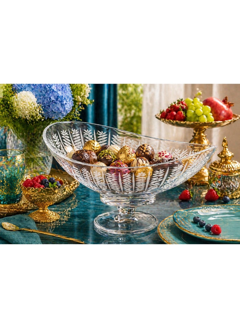 byblos ✨ Luxurious serving dish with a base – elegantly engraved crystal | A touch of luxury for your table | Large size 30x22 cm ✨ - Image 1