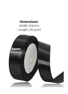 MARKQ Black Satin Ribbon, 24mm x 25yd Fabric Polyester Ribbon for Gift Wrapping, Party Favors, Wedding Decorations, Bow Making, Bouquets, Sewing Projects & Craft Supplies  - Image 2