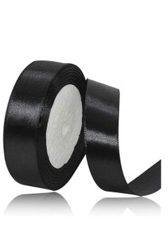 MARKQ Black Satin Ribbon, 24mm x 25yd Fabric Polyester Ribbon for Gift Wrapping, Party Favors, Wedding Decorations, Bow Making, Bouquets, Sewing Projects & Craft Supplies  - Image 1
