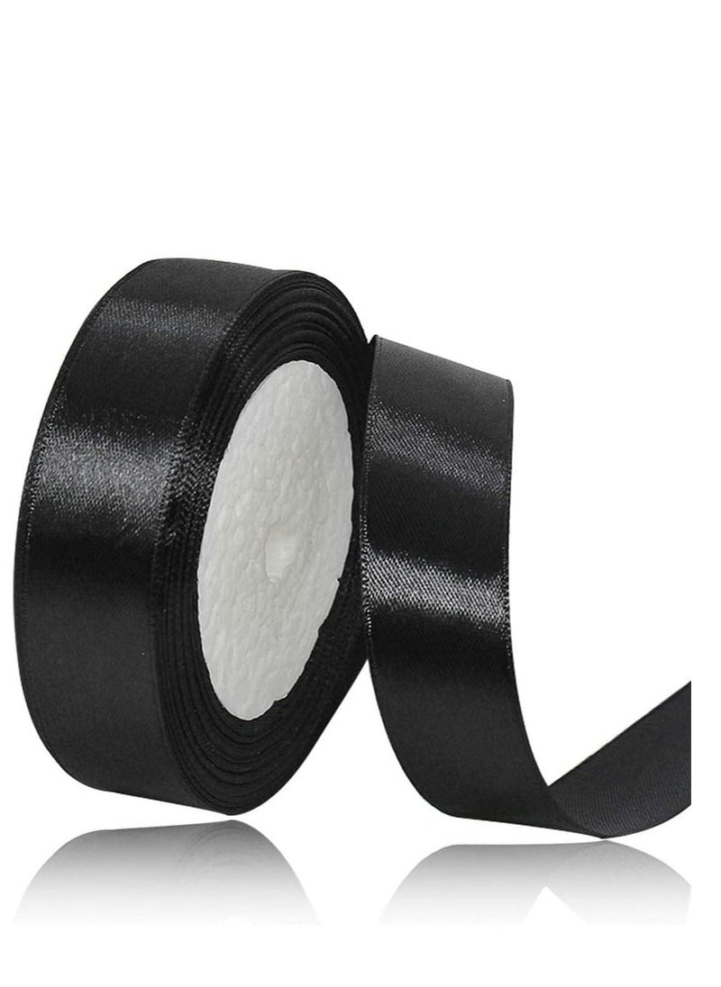 MARKQ Black Satin Ribbon, 24mm x 25yd Fabric Polyester Ribbon for Gift Wrapping, Party Favors, Wedding Decorations, Bow Making, Bouquets, Sewing Projects & Craft Supplies  - Image 1