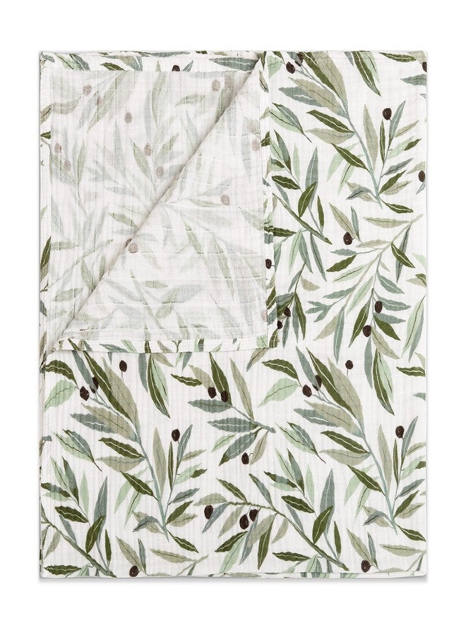 Babyletto 100% Organic Cotton Swaddle, GOTS-Certified, Ultra-Soft and Breathable Muslin - Olive Branches - Image 1