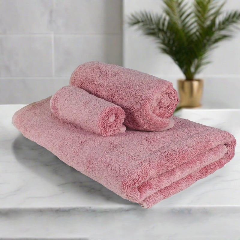 HEELIUM Bamboo Towel Set | 1 Bath, 1 Hand & 1 Face Towel Combo | Super Soft & Antibacterial | 600 GSM - Image 1