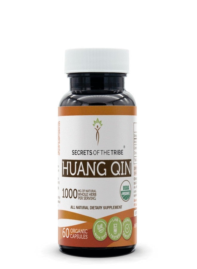 Secrets of the Tribe Huang Qin 60 Capsules, 1000 mg, Wildcrafted USDA Organic Huang Qin (Baikal Skullcap, Chinese Skullcap, Scutellaria Baicalensis) Dried Root (60 Capsules) - Image 1