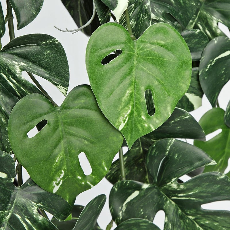 Briful 2PCS Artificial Hanging Plant Faux Monstera Leaf Bush Fake Plants for Wall, Hanging Artificial Plants Fake Greenery for Home Kitchen Bathroom Shelf Decor - Image 3