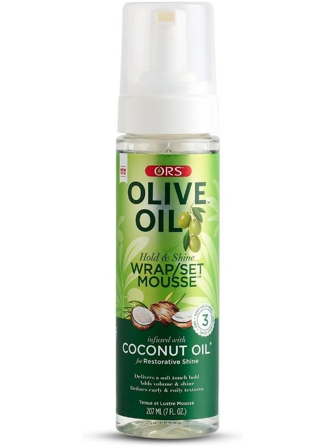 ORS Olive Oil Wrap/Set Mousse Infused with Nourishing Coconut Oil - Perfect for Styling and Conditioning 207 ML  - Image 1