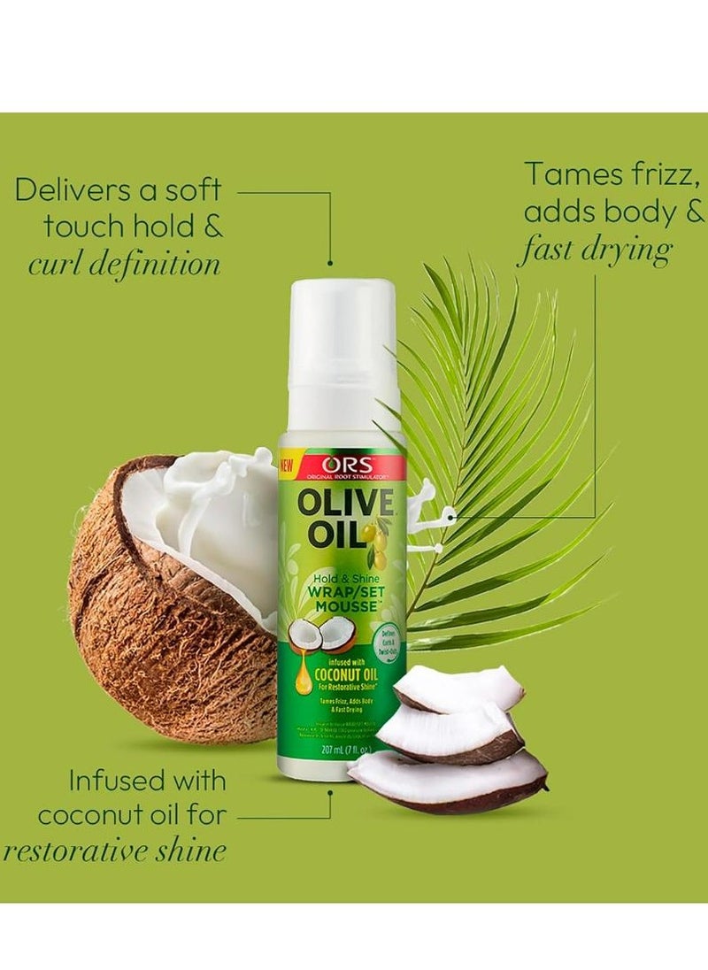 ORS Olive Oil Wrap/Set Mousse Infused with Nourishing Coconut Oil - Perfect for Styling and Conditioning 207 ML  - Image 2