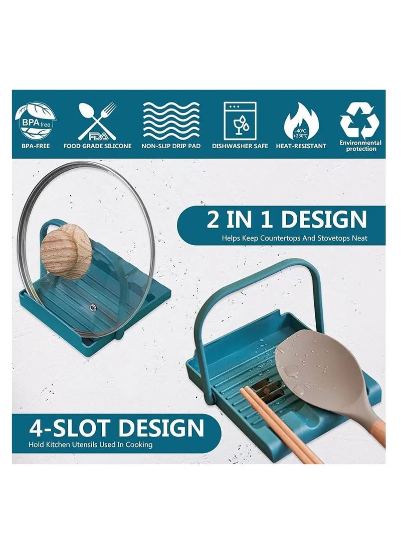 Y&D Pan Lid Organizer Storage Soup Spoon Rests Utensils Kitchen Tool,Food Grade Plastic Heat Resistant Anti-slip BPA-Free,for Chopsticks Spatula Pot and Cooking Accessories(Giveaway 2 Sticky Hooks)  - Image 4