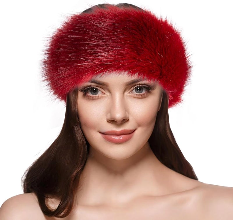 Dikoaina Womens Faux Fur Headband Winter Earwarmer Earmuff Ski - Image 5