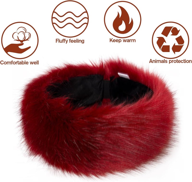 Dikoaina Womens Faux Fur Headband Winter Earwarmer Earmuff Ski - Image 4