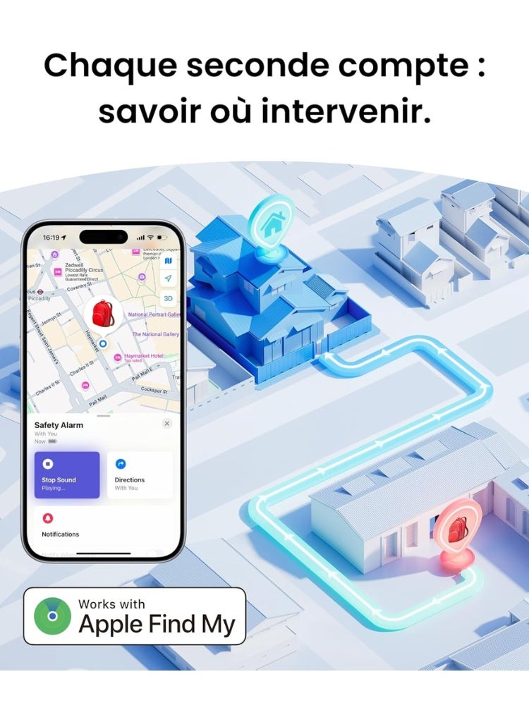 سويتش بوت سلسلة مفاتيح ذكية مزودة بتقنية بلوتوث وجهاز إنذار أمان - تعمل مع تطبيق "Find My" من Apple - جهاز تتبع المواقع ضد الفقدان للمفاتيح والحقائب والمحافظ والحيوانات الأليفة والأمتعة - Image 3