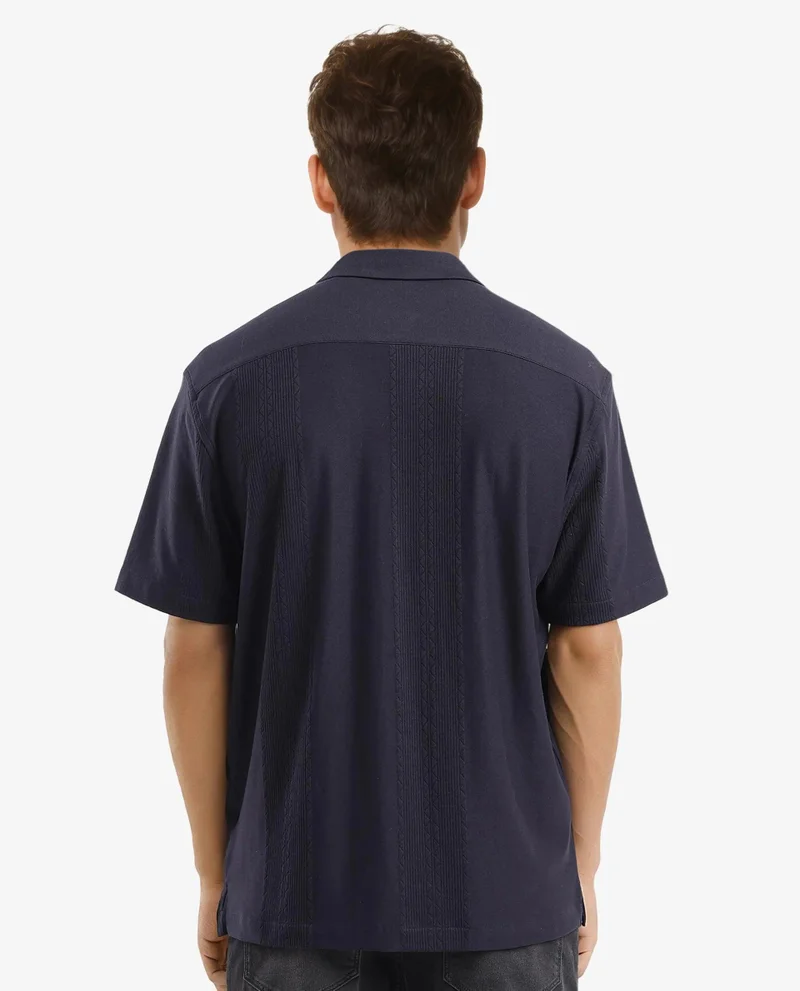 Rare Rabbit Men's Cuban Collar Boxy Fit Shirt