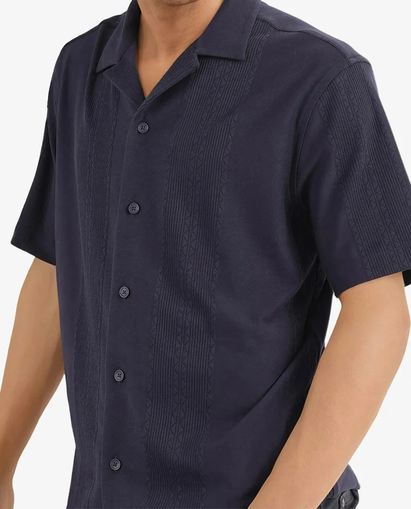 Rare Rabbit Men's Cuban Collar Boxy Fit Shirt
