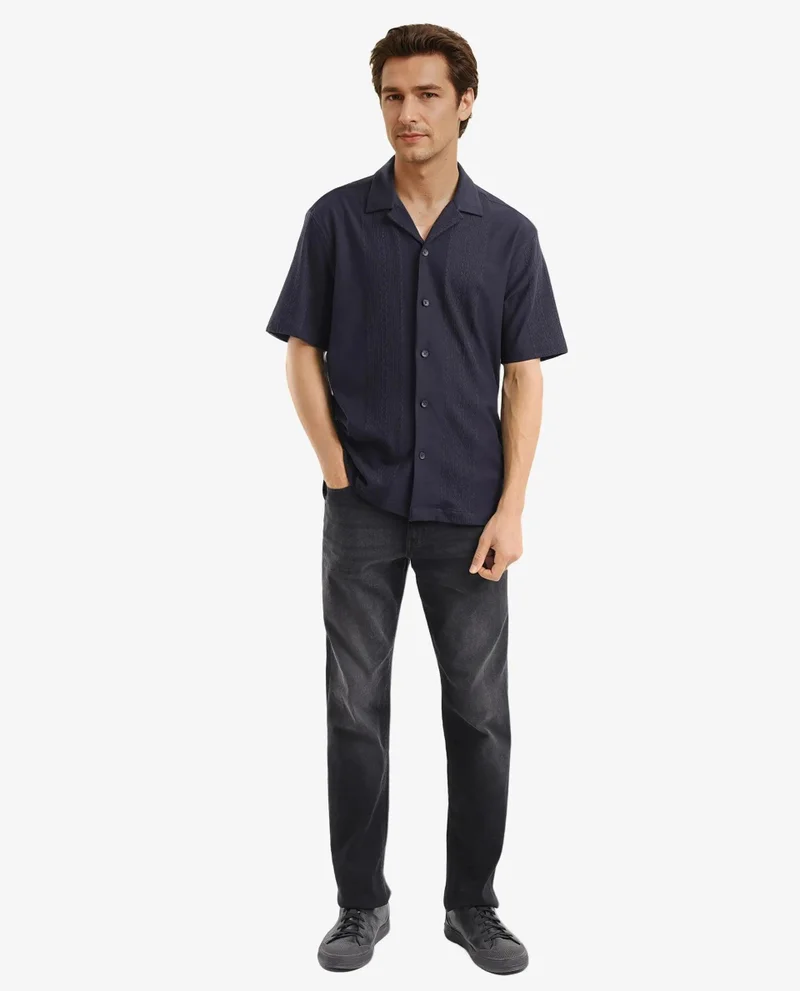 Rare Rabbit Men's Cuban Collar Boxy Fit Shirt