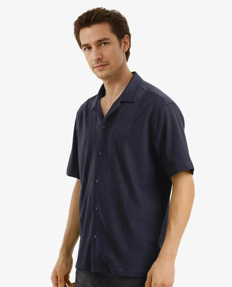 Rare Rabbit Men's Cuban Collar Boxy Fit Shirt