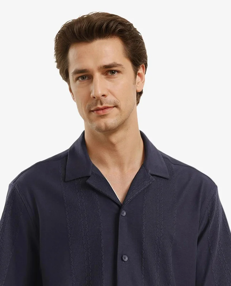 Rare Rabbit Men's Cuban Collar Boxy Fit Shirt