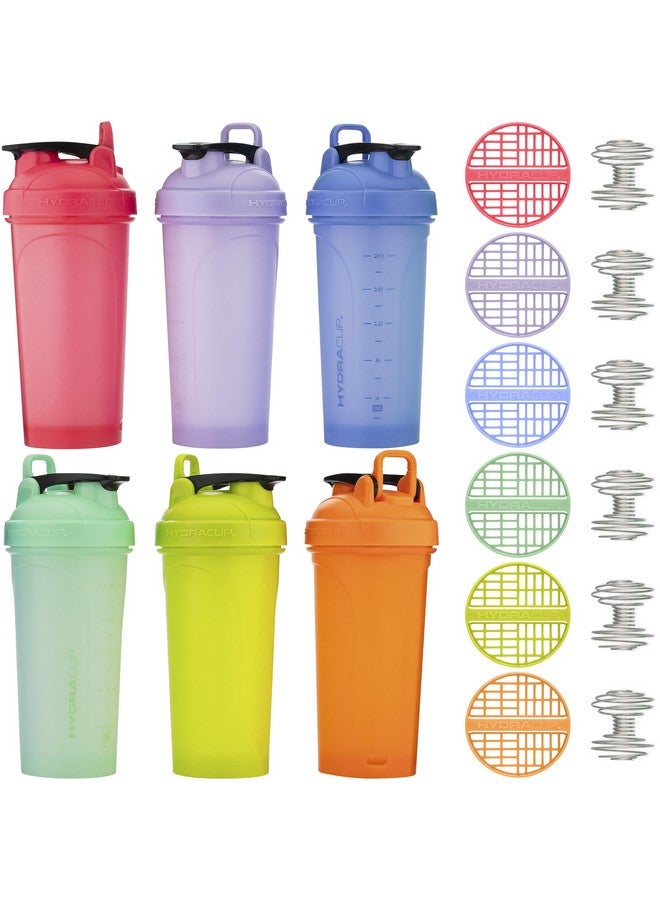 Hydra Cup ProFlow Shaker Bottles 6-Pack (28oz) | Protein Shaker Cups with Whisk Ball, Leak-Proof Lid, Hidden Carry Handle | BPA-Free Gym Mixer for Protein Powder, Mixing Supplements, Pastel Colors - Image 1