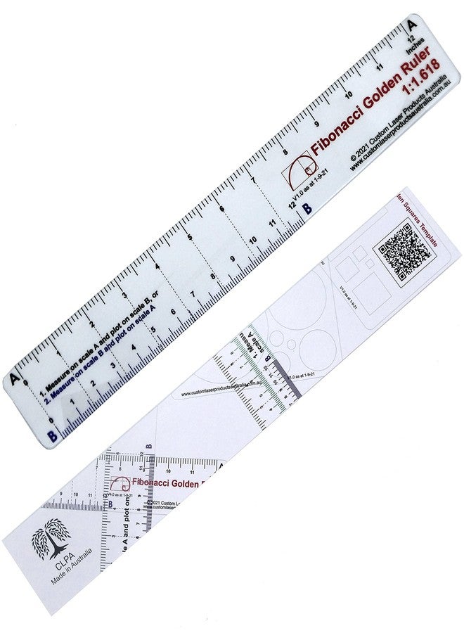 CLPA 12" No-Math Fibonacci Ruler — Flexible Clear PETG | Fibonacci Proportions Without Arithmetic | Drawing, Drafting and Layout | Made in Australia - Image 5