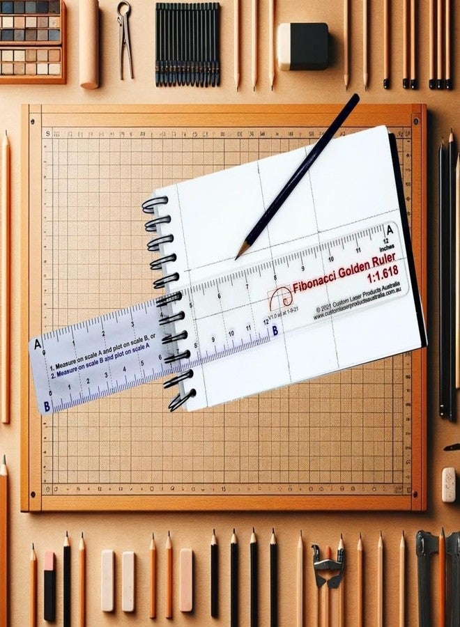 CLPA 12" No-Math Fibonacci Ruler — Flexible Clear PETG | Fibonacci Proportions Without Arithmetic | Drawing, Drafting and Layout | Made in Australia - Image 4