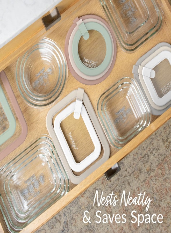 Bentgo Signature Leak-Proof Glass Food Storage - 12-Piece Set, 1-Compartment Plastic-Free Containers with Airtight Glass Lids, BPA-Free, Microwave, Freezer, Oven & Dishwasher Safe (White Stone) - Image 5