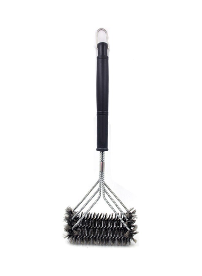 NIBEMINENT 3-Head Barbecue Oven Grill BBQ Long Handle Steel Wire Cleaning Brush Cleaner Black 20x10x3cm - Image 4