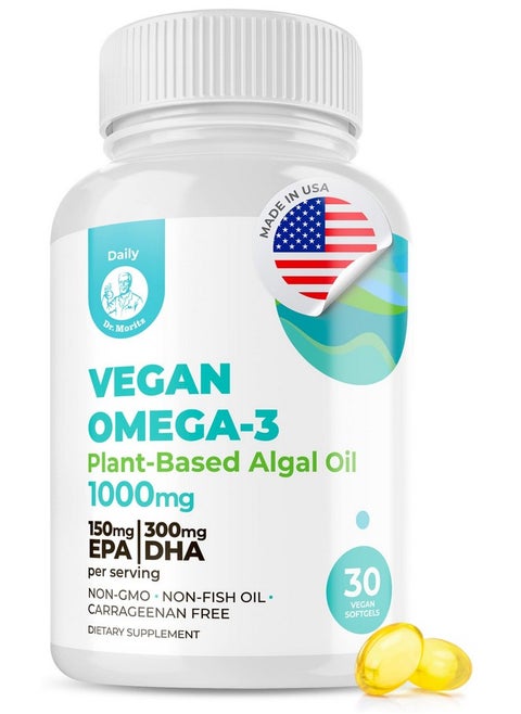 Vegan Omega 3 Dha & Epa Supplement Algae Omega3 Fatty Acids 1000Mg Fish Oil Alternative For Heart Brain Joint And Immune System Support (30 Count (Pack Of 1))