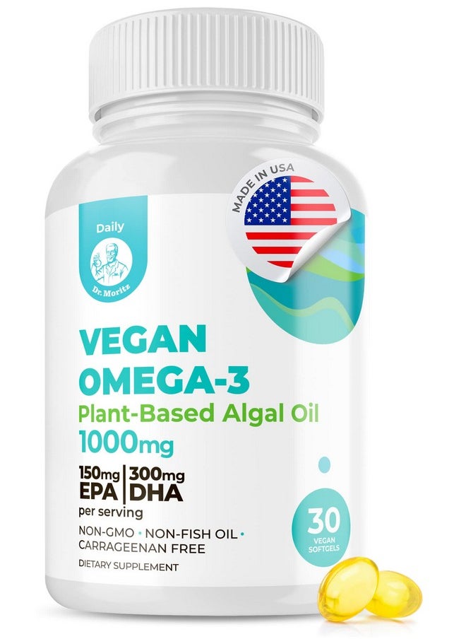 Dr. Moritz - Vegan Omega 3 Dha & Epa Supplement Algae Omega3 Fatty Acids 1000Mg Fish Oil Alternative For Heart Brain Joint And Immune System Support (30 Count (Pack Of 1)) - Image 1