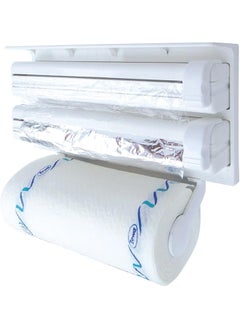 Plastic Triple Tissue Paper Dispenser 3 Inch 1 Foil Cling Film Tissue Paper Roll Holder For Kitchen Triple Paper Roll Dispenser And Holder Kitchen Tissue Holder Stand White