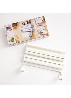 ECVV Plastic Triple Tissue Paper Dispenser 3 Inch 1 Foil Cling Film Tissue Paper Roll Holder For Kitchen Triple Paper Roll Dispenser And Holder Kitchen Tissue Holder Stand White  - Image 3