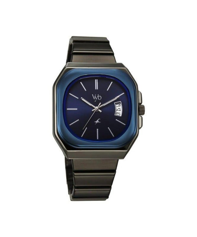 fastrack Vyb Pioneer Fastrack By Titan Quartz Analog Blue Dial With Date Grey Stainless Steel Strap Watch For Men fv30029km02w - Image 2