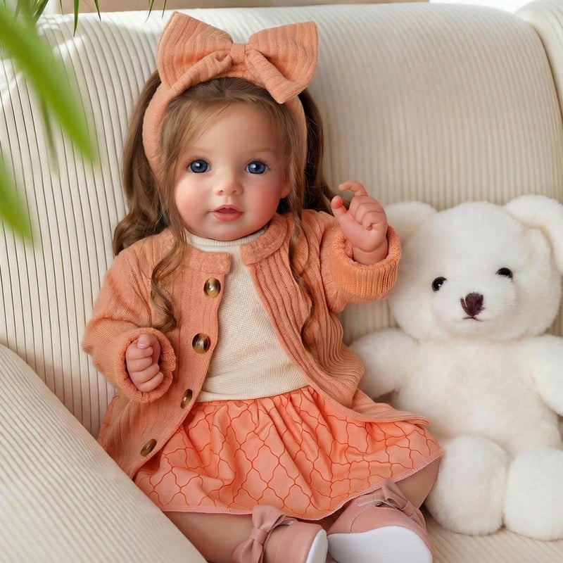 BABESIDE Reborn Baby Dolls 20 Inch Newborn Realistic Baby Doll Dara Lifelike Girl with Brown Hair Handmade Soft Cloth Body with Clothes Toy Accessories Gift for Kids Age 3 - Image 3
