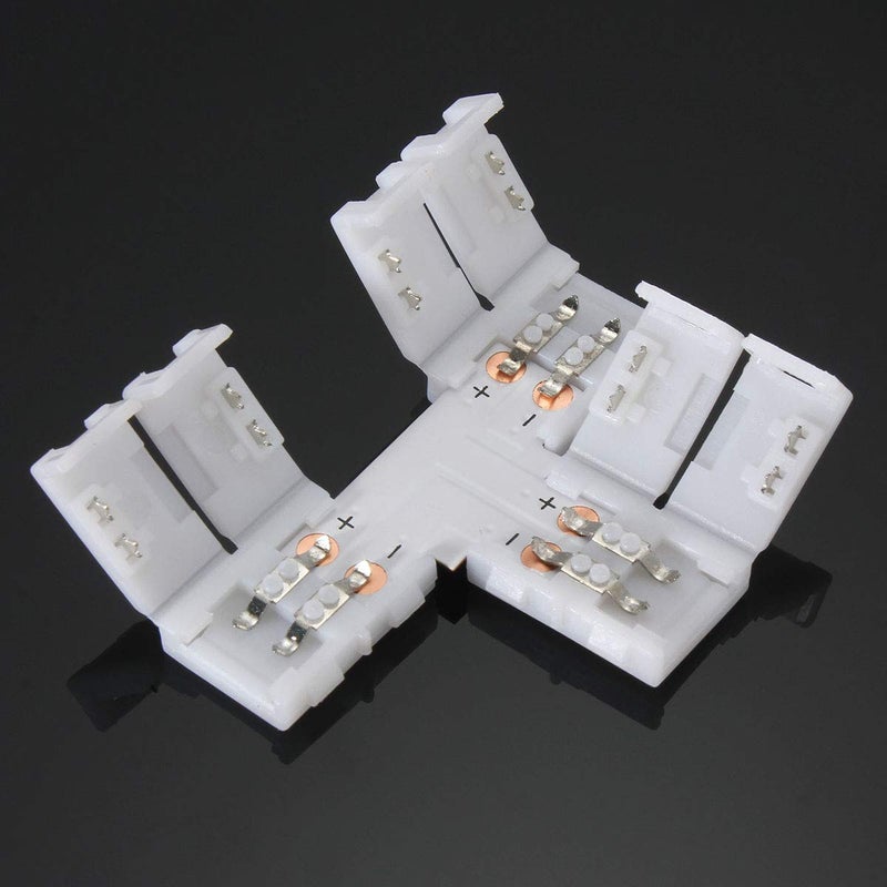 FSJEE 2Pin 8mm LED Strip Connector Kit Include L Shape 2 Pin Right Angle Corner Connector, T Shape Connector, Solderless Gapless Connector, Strip to Strip Jumper Wires for 2Pin 8mm 3528/2835 LED Strip - Image 4