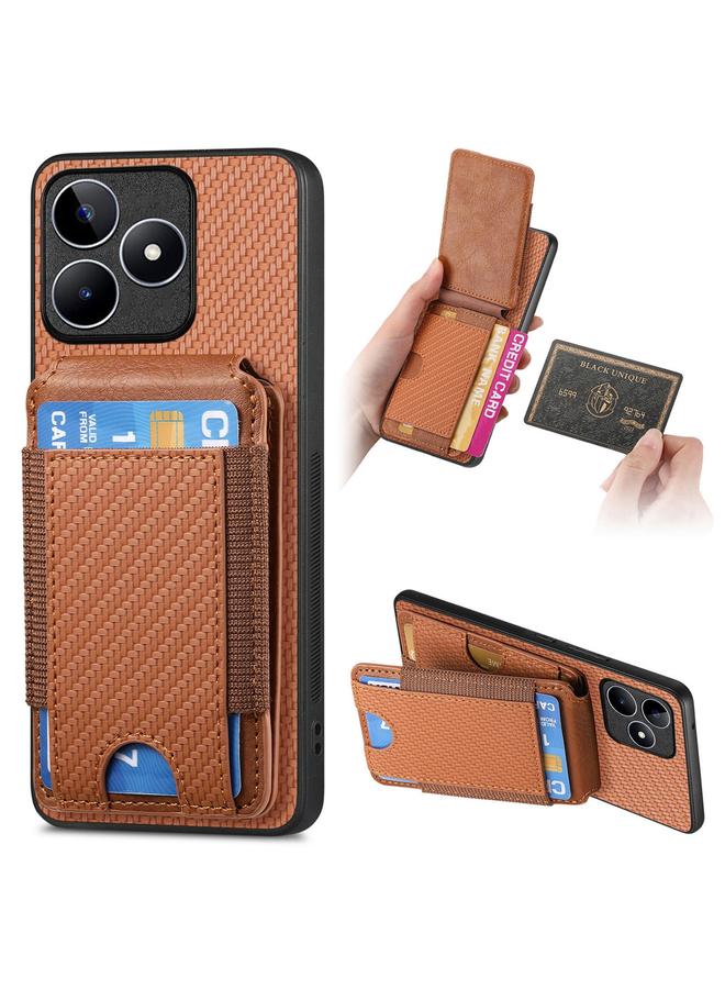 اس-توب جراب هاتف Realme C53 من ألياف الكربون مع حامل محفظة عمودي قابل للطي - Image 1