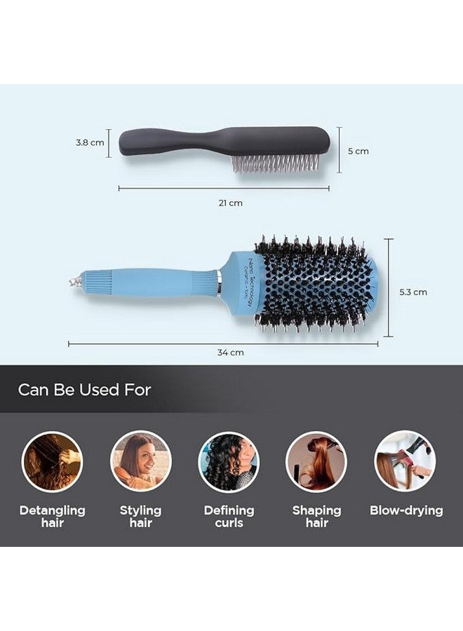 Hearts Hair Brush | Bristles Brush | Hair Brush With Paddle | Sharp Hair Brush For Woman | Suitable For All Hair Types | Tgx525..-C19P.. | Ice Blue & Purple - Image 3