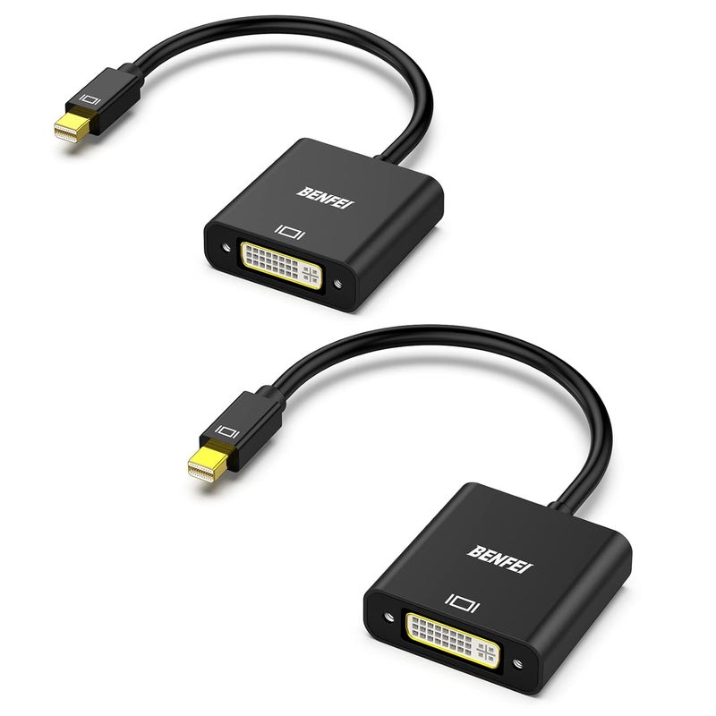Benfei محول Mini DisplayPort إلى DVI 2 حزمة، موصل Mini DP إلى DVI (متوافق مع Thunderbolt) ذكر إلى أنثى متوافق مع MacBook Air/Pro، Microsoft Surface Pro/Dock، شاشة، جهاز عرض - Image 1