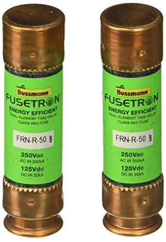 Bussmann BP/FRN-R-50 50 Amp Fusetron Dual Element Time-Delay Current Limiting Class RK5 Fuse, 250V Carded UL Listed, 2-Pack - Image 4
