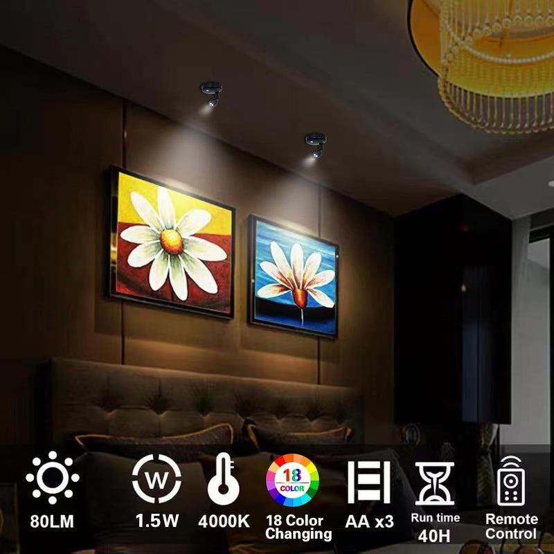 HAMVIDNE RGB Spotlight, Color Changing Indoor Spotlights with Remote, 2-Pack - Image 5