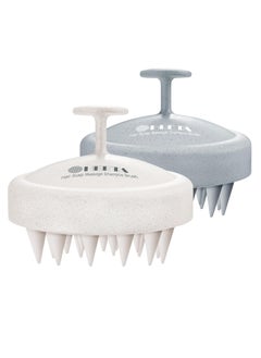 Heeta HEETA 2 Pack Hair Scalp Massager Shampoo Brush for Hair Growth, Hair Scalp Scrubber with Soft Silicone, Wet and Dry Hair Detangler, Wheat Straw Material (Dark Grey & Beige) 