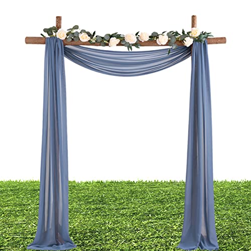 MLMW Dusty Blue Chiffon Fabric by The Yard 10 Yards 60" Wide Wedding Arch Draping Fabric Sheer Material for Party Backdrop Arch Ceiling Decor - Image 2