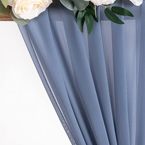 MLMW Dusty Blue Chiffon Fabric by The Yard 10 Yards 60" Wide Wedding Arch Draping Fabric Sheer Material for Party Backdrop Arch Ceiling Decor - Image 3