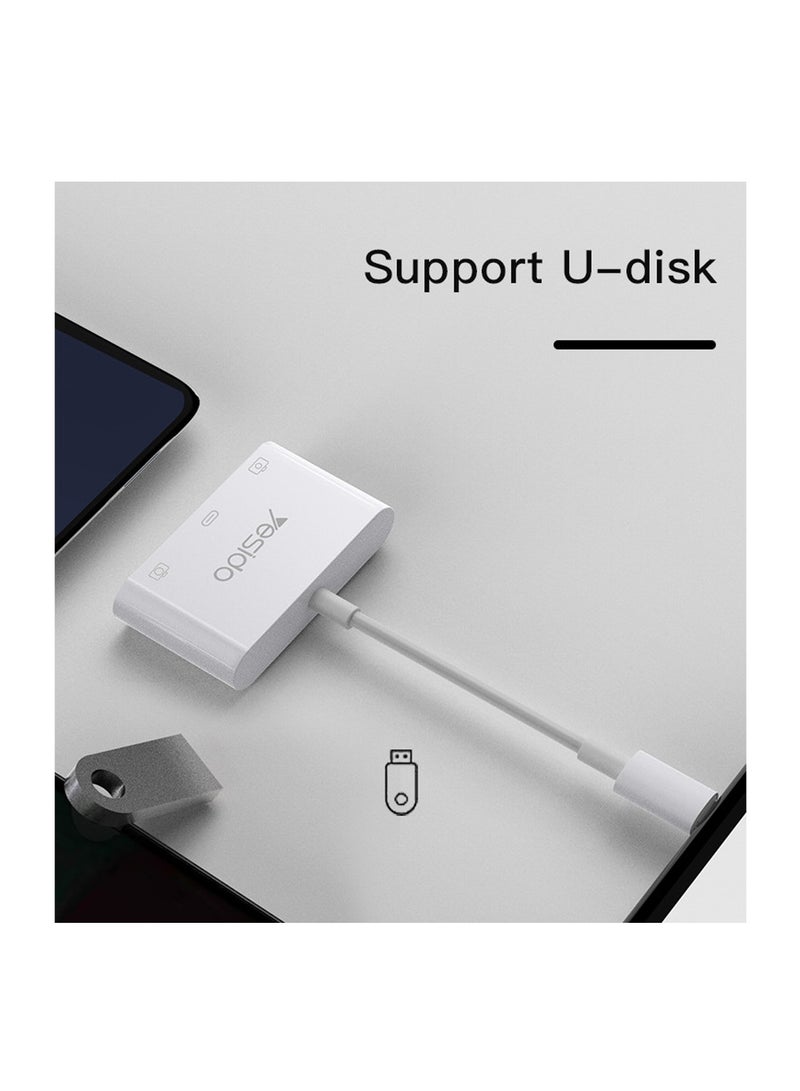 يسيدو GS17 3 في 1 نوع C OTG محول موصل USB شاحن سريع الفاصل أنثى إلى ذكر محول كابل أبيض - Image 2
