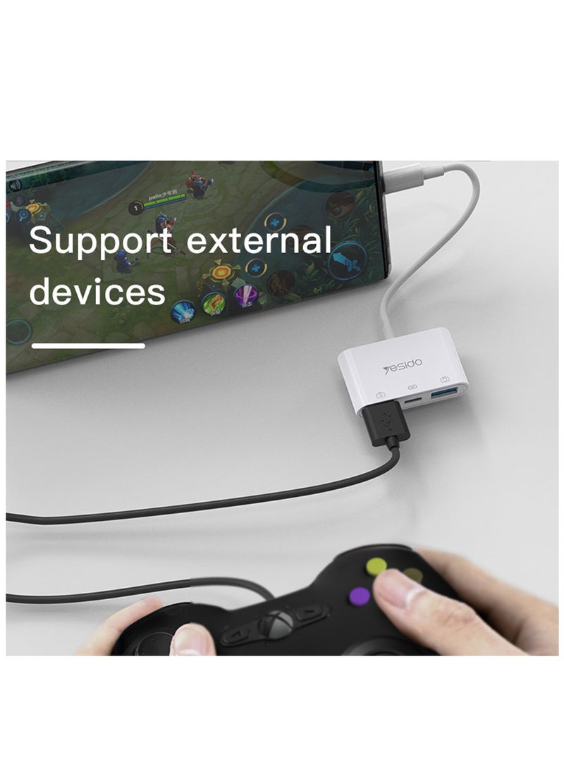 يسيدو GS17 3 في 1 نوع C OTG محول موصل USB شاحن سريع الفاصل أنثى إلى ذكر محول كابل أبيض - Image 3