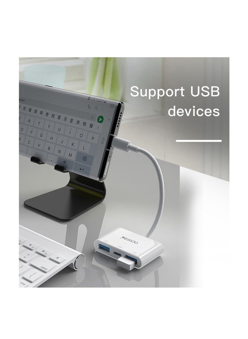 يسيدو GS17 3 في 1 نوع C OTG محول موصل USB شاحن سريع الفاصل أنثى إلى ذكر محول كابل أبيض - Image 5