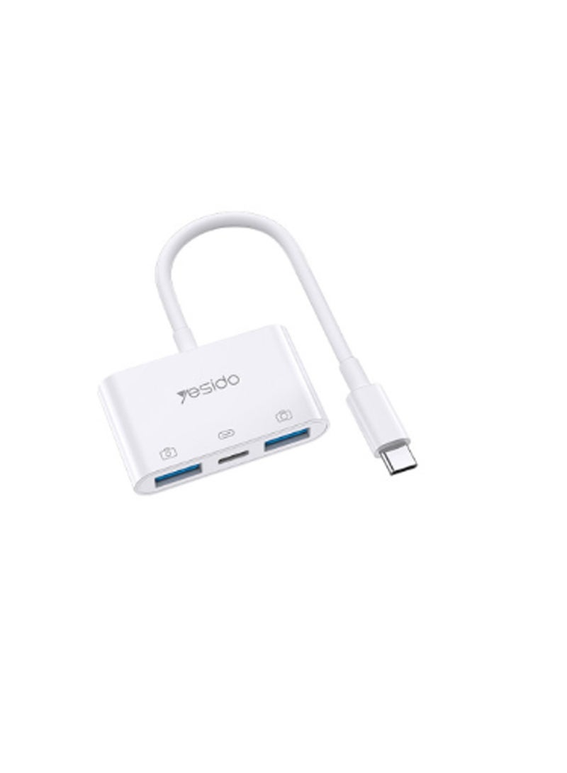يسيدو GS17 3 في 1 نوع C OTG محول موصل USB شاحن سريع الفاصل أنثى إلى ذكر محول كابل أبيض - Image 1
