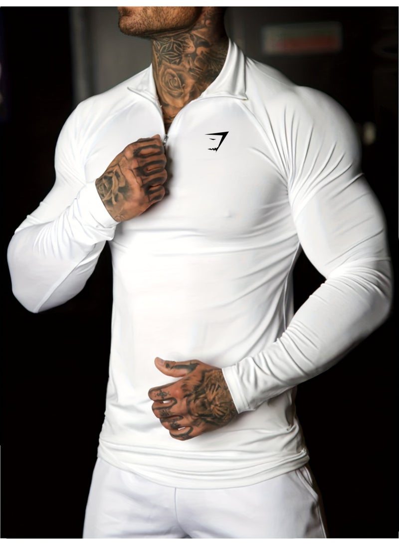 جيمشارك الرجال طول الكتف طويل الأكمام سحاب تصميم تناسب نحيف - Image 2