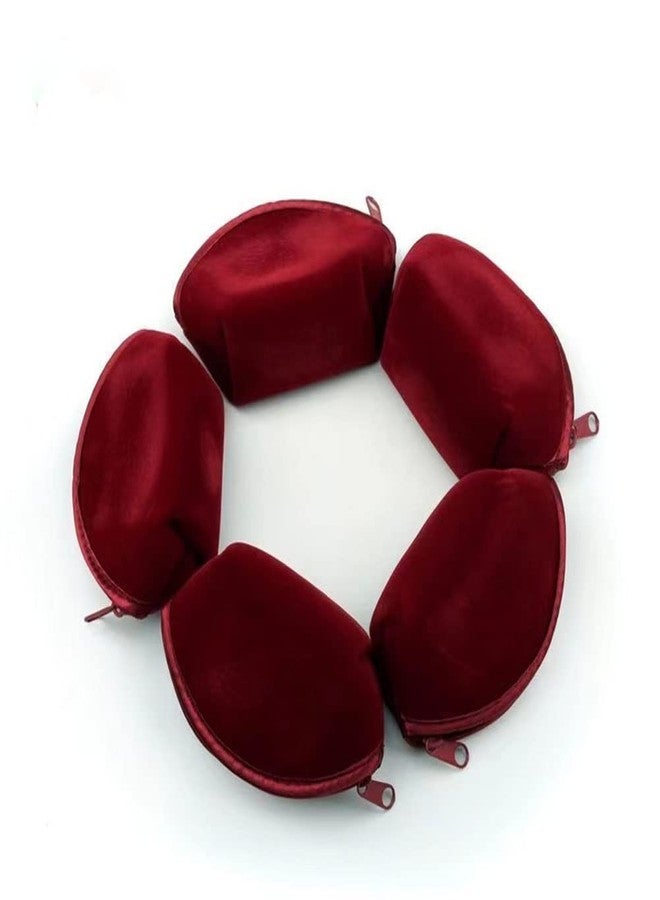 SUKPSY 6 Pcs Velvet Jewelry Bags with Zipper Gift Bags Purse Pouches Shell Shape Jewelry Organizer Box for Jewelry,Gift,Wedding Party,Christmas,Small Craft (Dark Red) - Image 4