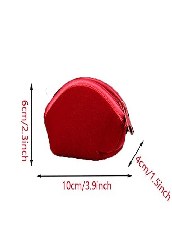 SUKPSY 6 Pcs Velvet Jewelry Bags with Zipper Gift Bags Purse Pouches Shell Shape Jewelry Organizer Box for Jewelry,Gift,Wedding Party,Christmas,Small Craft (Dark Red) - Image 5
