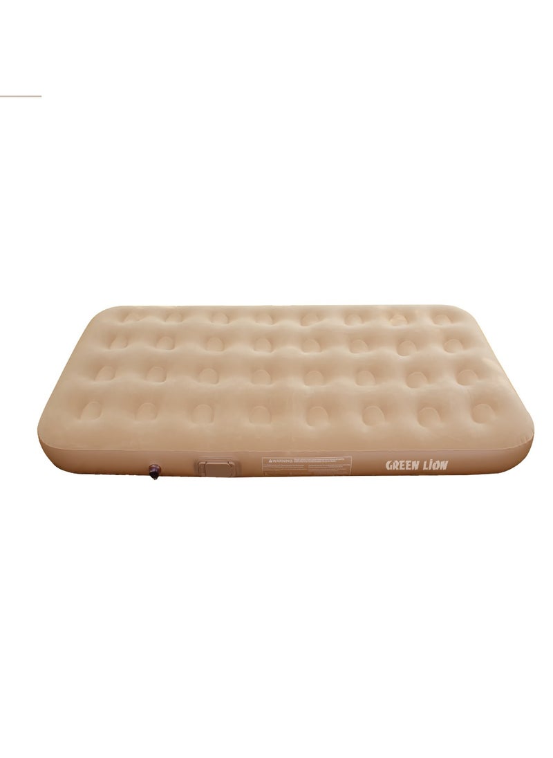 GREEN LION - Automatic Inflatable Mattress with Built-in Air Pump and Single Pillow / Camping Bed Sleeping Mat /Skin Friendly Fabric / Easy to Store /150 kg Load Capacity / Camping / Travel / Road Trips/Sleepovers/ Guest Bed - Beige - Image 1