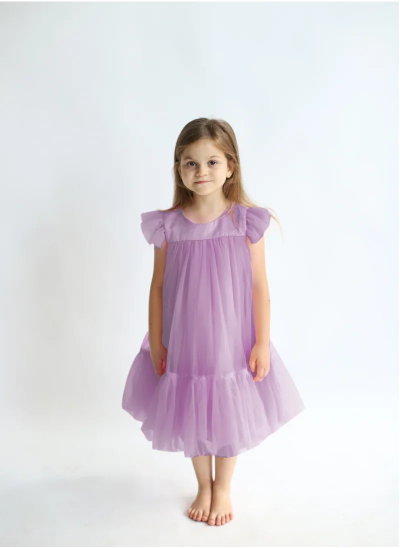 D'Daniela Pleated Semi Casual Dress Lavendar