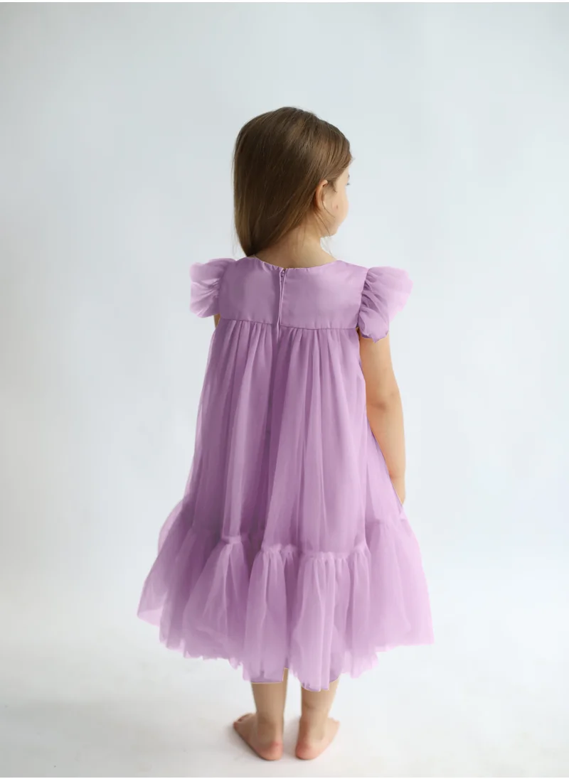 D'Daniela Pleated Semi Casual Dress Lavendar