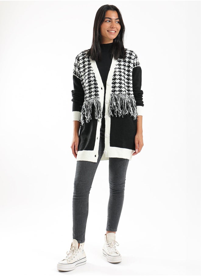 Clue Houndstooth Pattern Cardigan  - Image 1